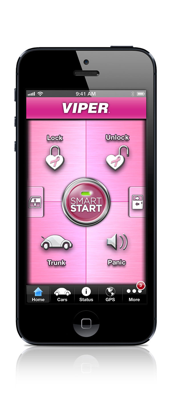 Special Edition Susan G. Komen Main UI Screen (supporting Breast Cancer Awareness) - Viper SmartStart Mobile App