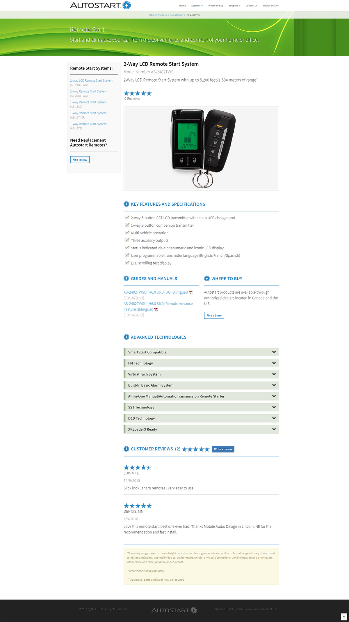 Product Details Subpage - AutostartUSA.com Web Site Redesign