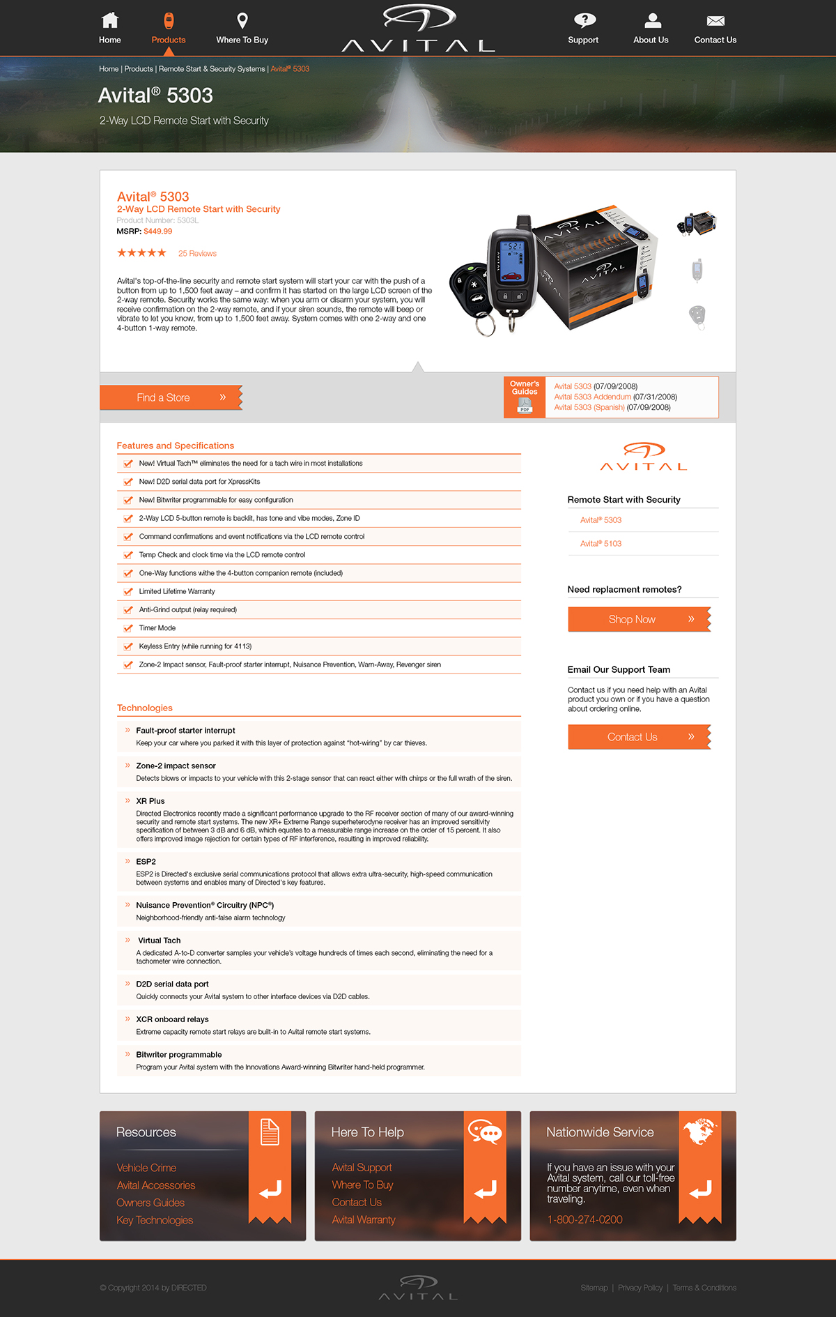 Product Details Subpage - Avital.com Web Site Redesign