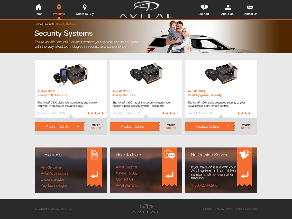 Product Category Subpage - Avital.com Web Site Redesign