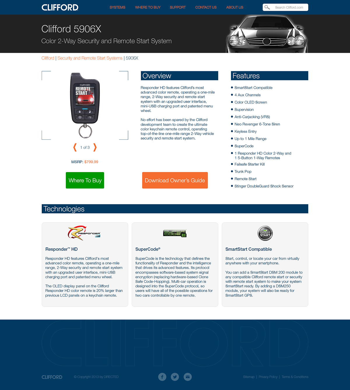 Product Details Subpage - Clifford.com Web Site Redesign