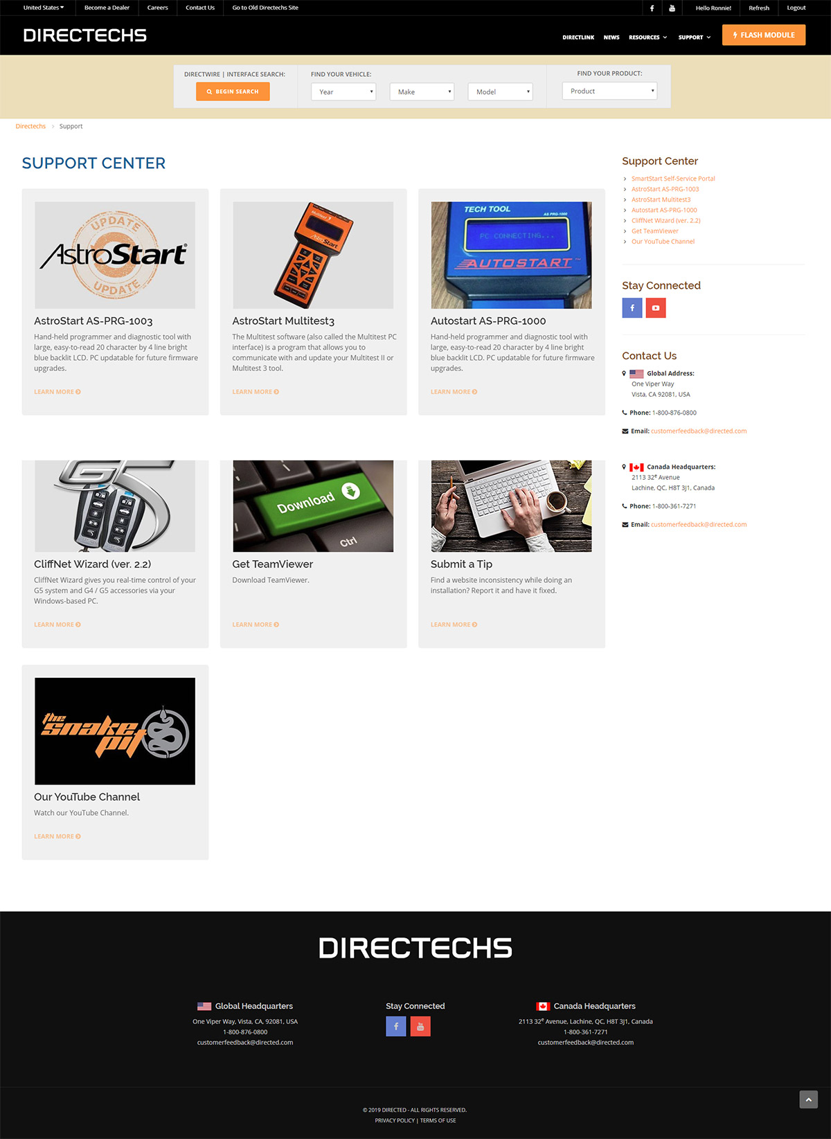 Support Subpage - Directechs.com Web Site Redesign