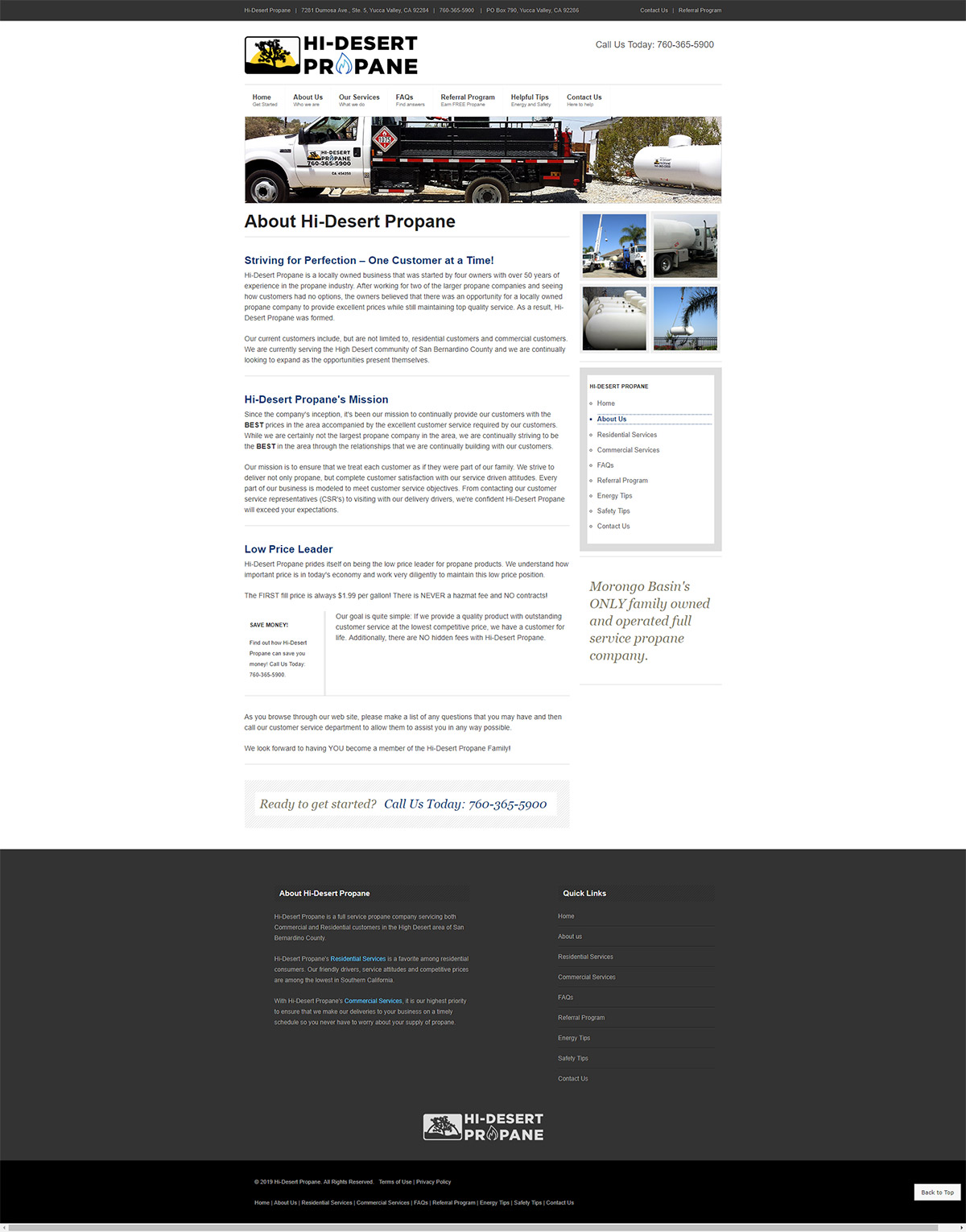 Subpage - HiDesertPropane.com Web Site Design