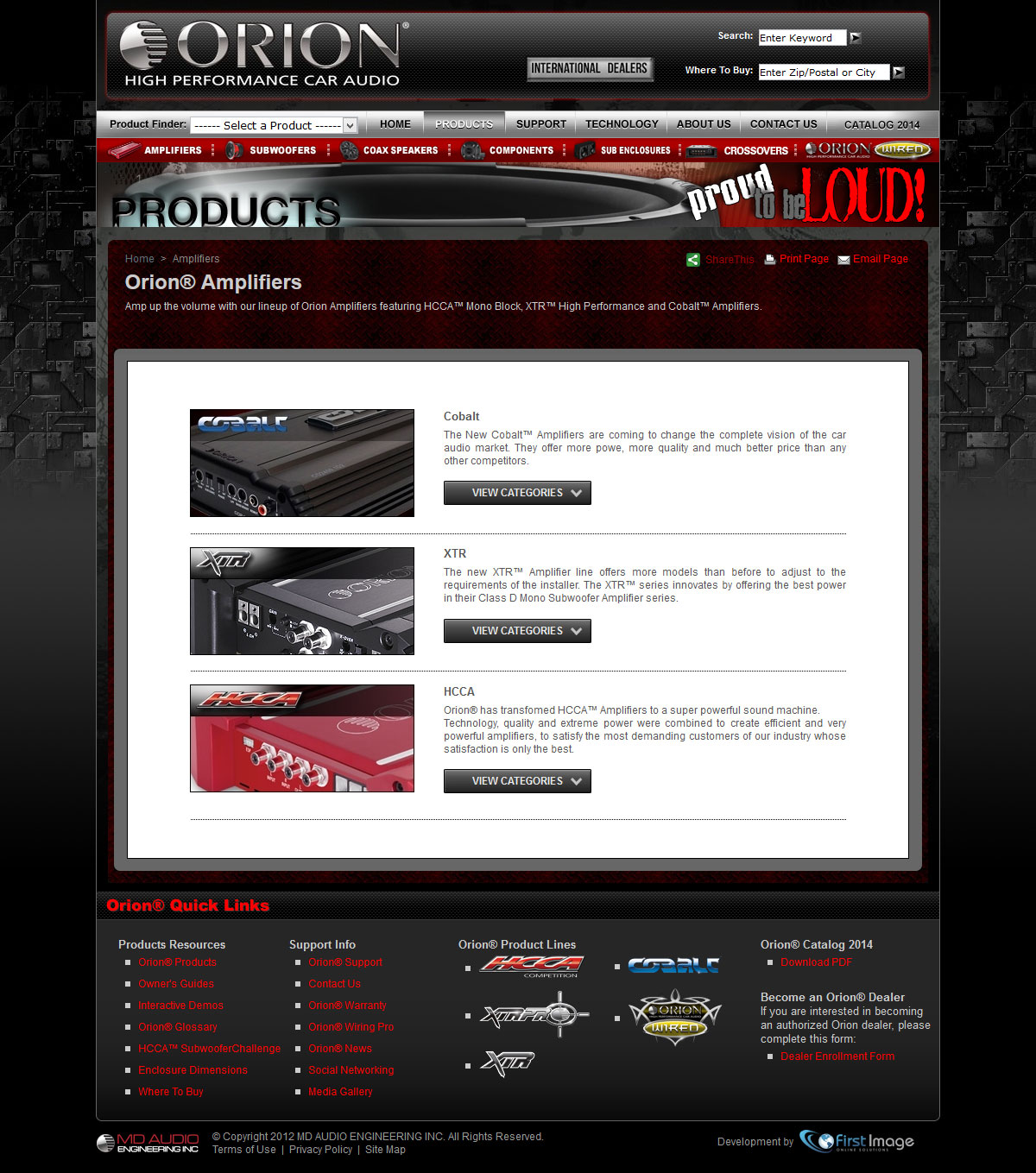 Product Category Subpage - OrionCarAudio.com Web Site Redesign