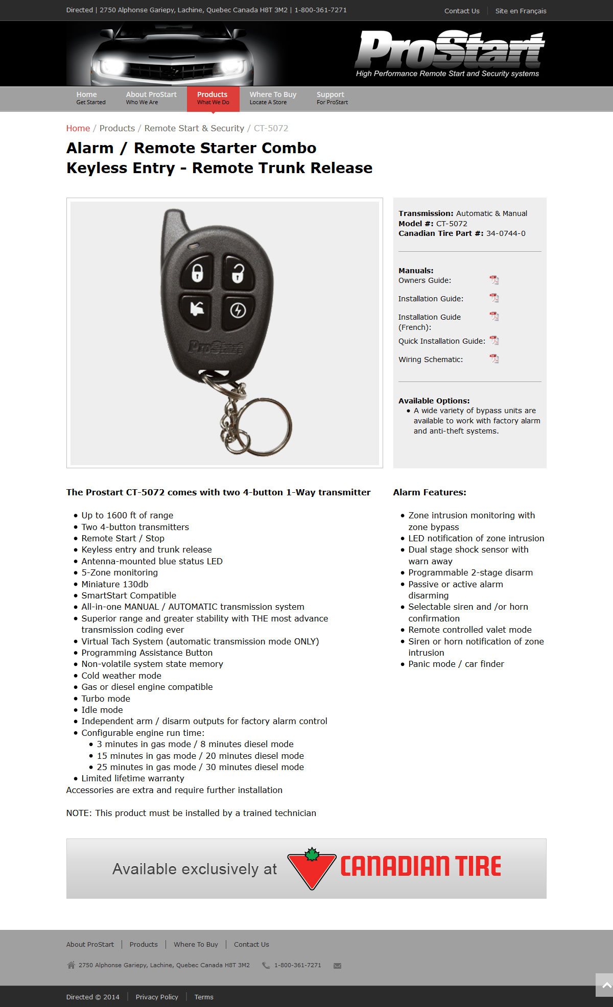 Product Detail Subpage - ProStartSystems.com Web Site Redesign