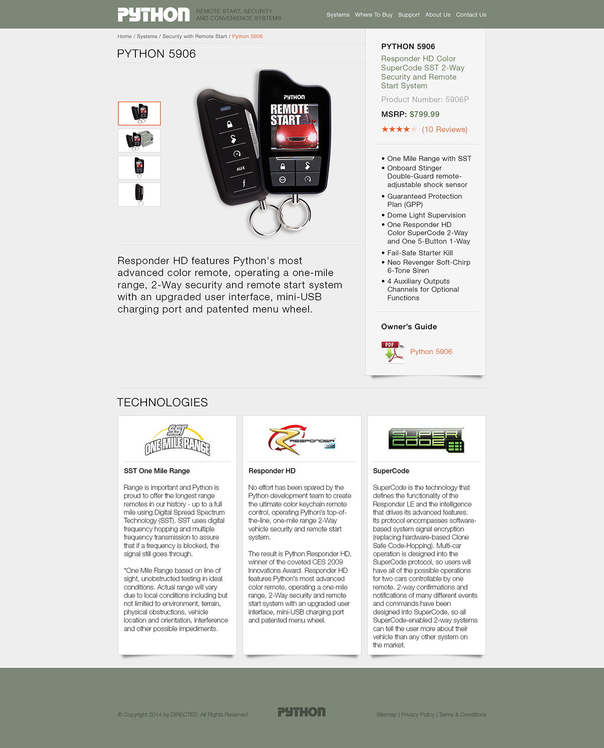 Product Details Subpage - PythonCarSecurity.com Web Site Redesign