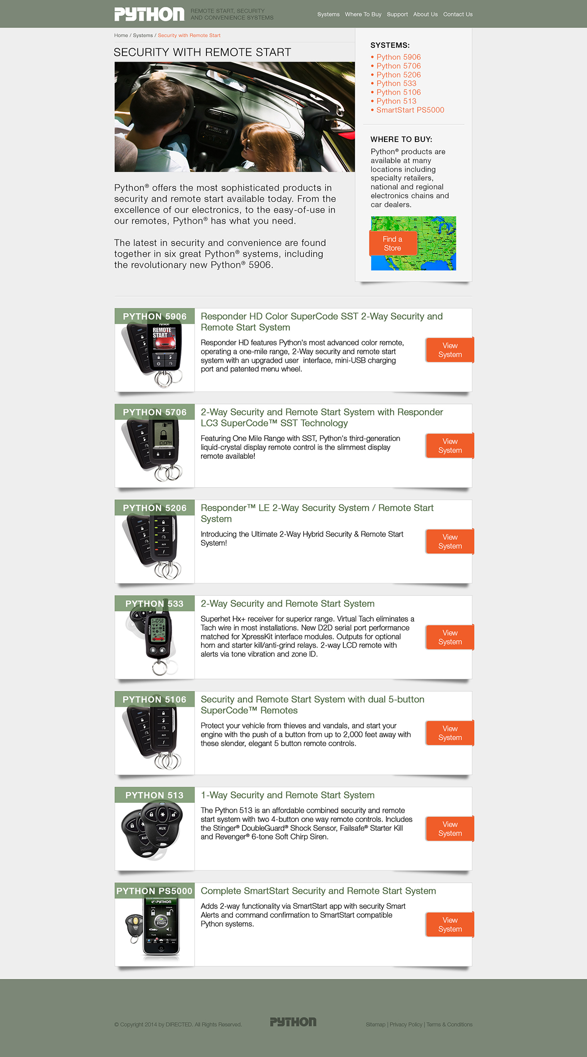 Product Category Subpage - PythonCarSecurity.com Web Site Redesign